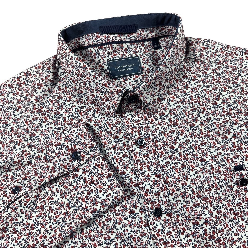 7 Diamonds Shirt Mens Large Floral Button Down Long Sleeve 4-Way Stretch